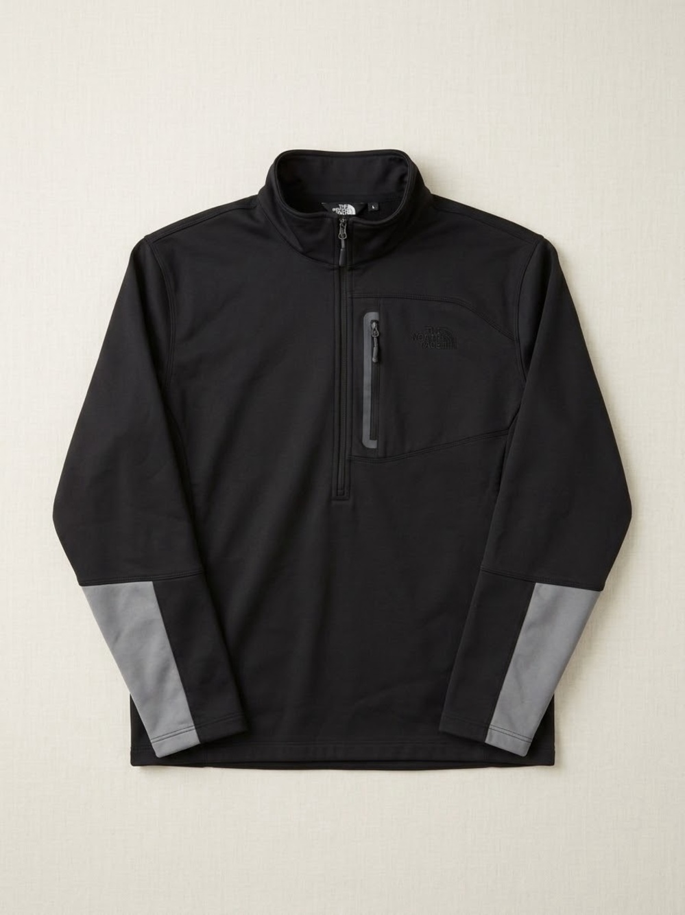 The North Face Black Performance Half-Zip with Gray Sleeve Panels